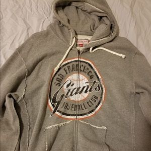 Mitchell & Ness Sweaters - Mitchel and Ness Full zip distressed grey hoodie Mitchell & Ness Sweaters - Mitchel and Ness Full zip distressed grey hoodie